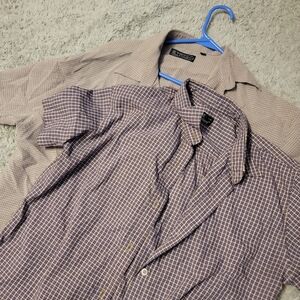 Two (2) button-up plaid shirts